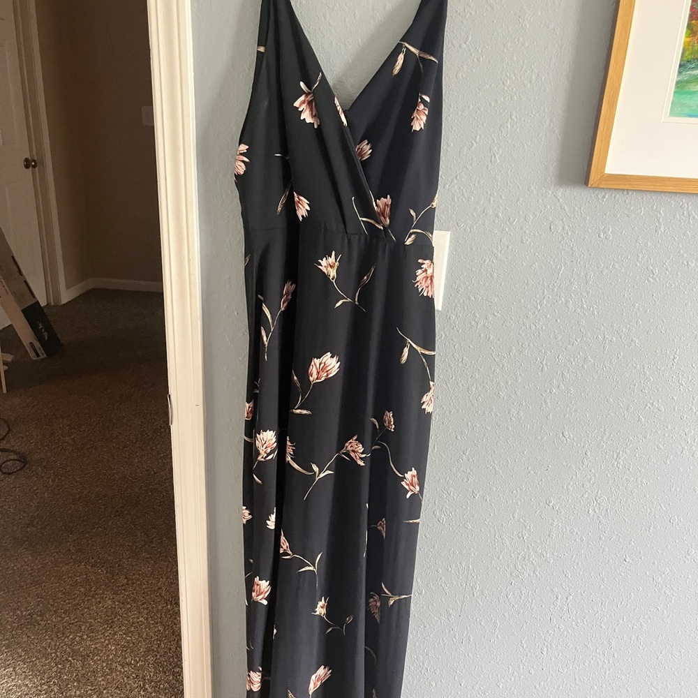 Lush Blue V-Neck Sleeveless Sundress Maxi